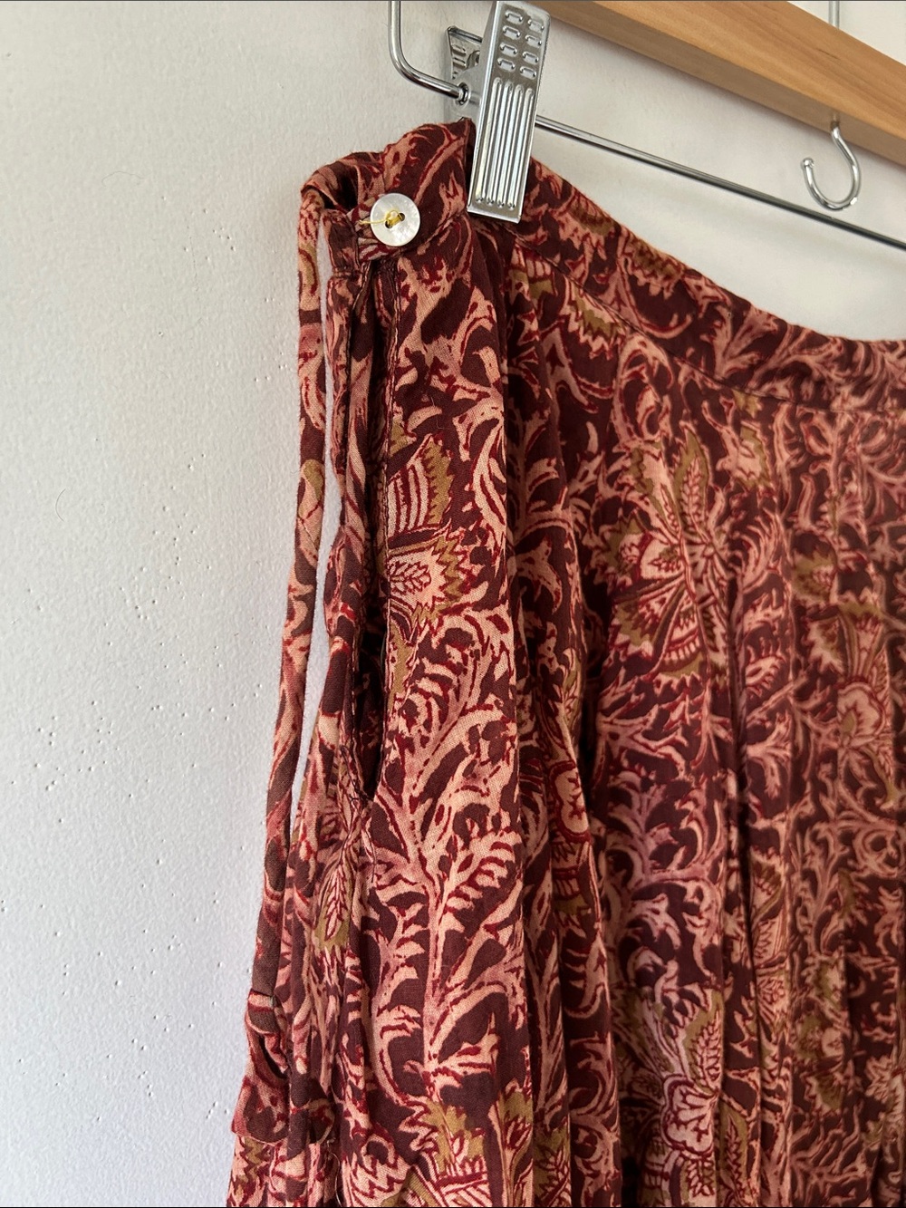 Matta Maxi Skirt Women's M Burgundy Floral India Print Boho Festival Hippie Full - Picture 6 of 11